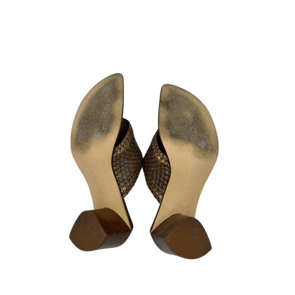 Enzo Angiolini Woven Slide Sandals Women's Size 7 M Brown Gold Block Heel - Picture 9 of 12